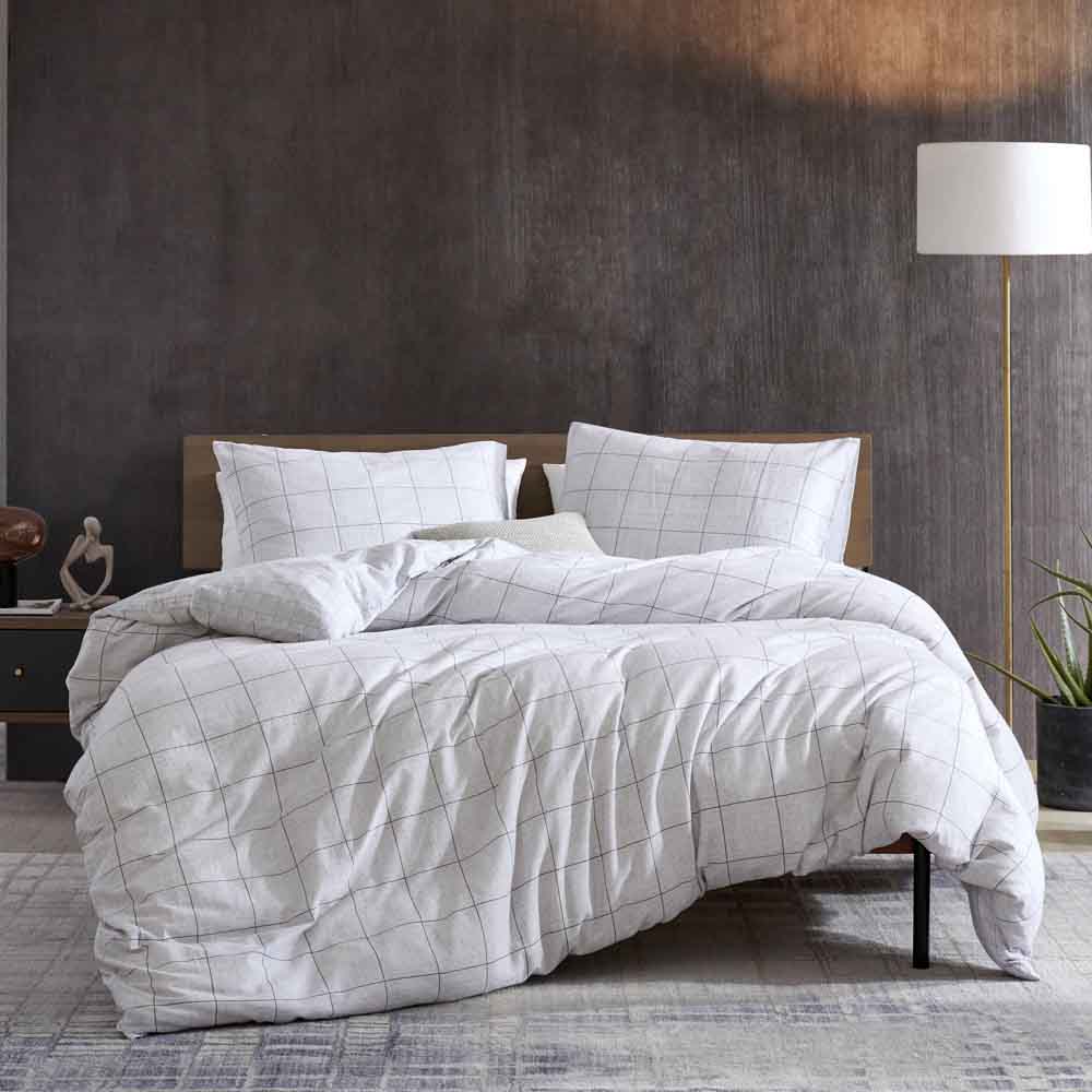 Kenneth Cole Holden Grid Quilt Cover Set Grey