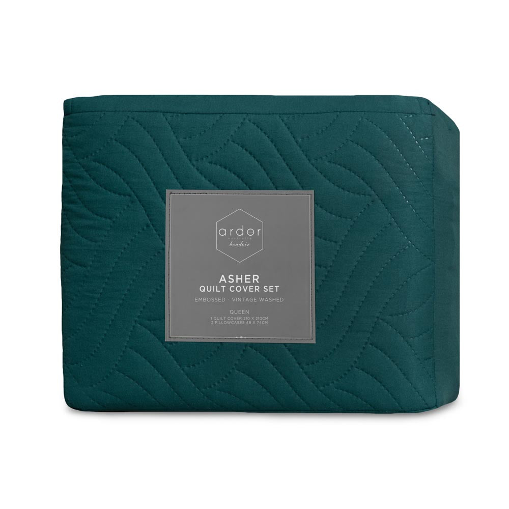 Ardor Boudoir Asher Queen Quilt Cover Set Green at MyHouse