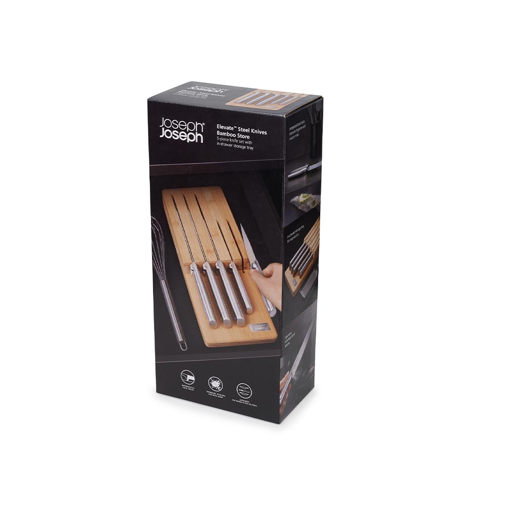 Joseph Joseph Elevate 5 Piece Knife Set with Bamboo Storage Tray