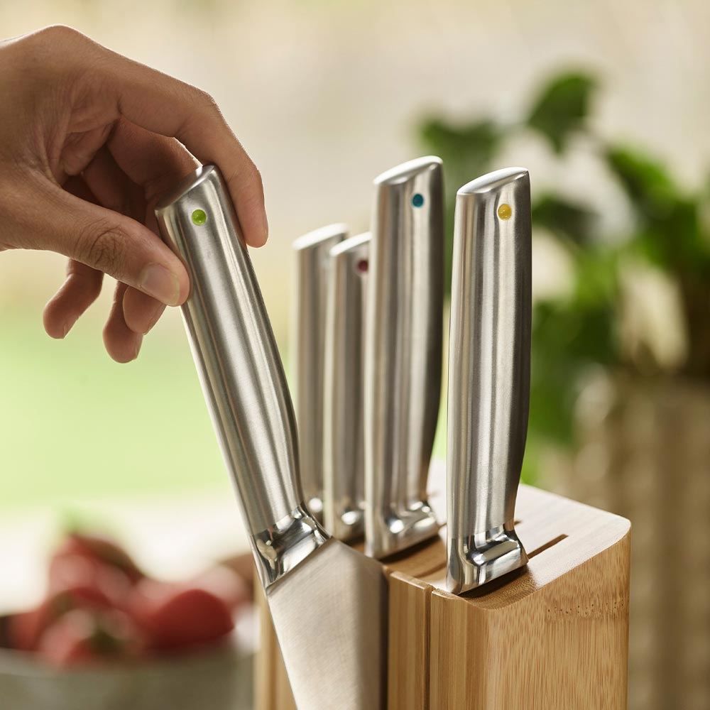 Joseph Joseph Elevate Steel Knives Bamboo 5-Piece Knife Block Set