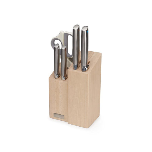 Joseph Joseph Elevate Fusion 5 Piece Knife, Cleaver and Scissor Set with Beechwood Block