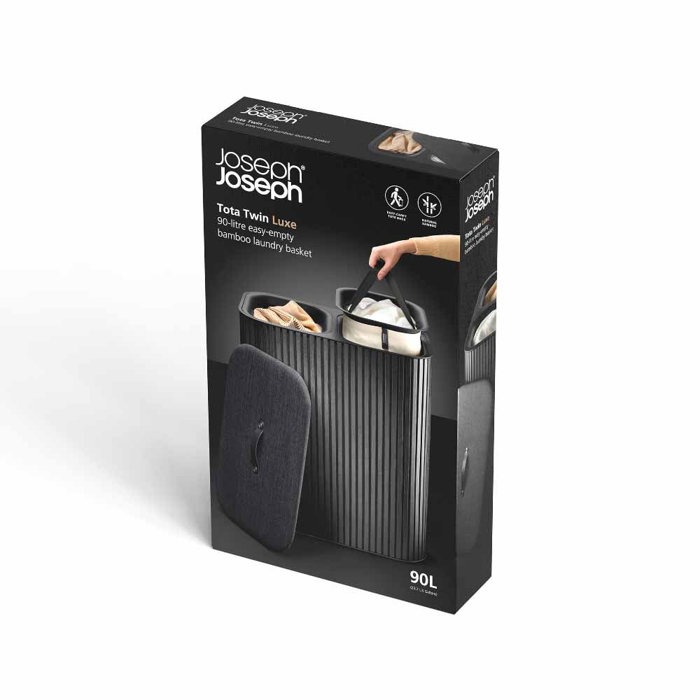 Joseph Joseph Tota Twin Luxe 90L Easy-Empty Bamboo Laundry Basket at MyHouse