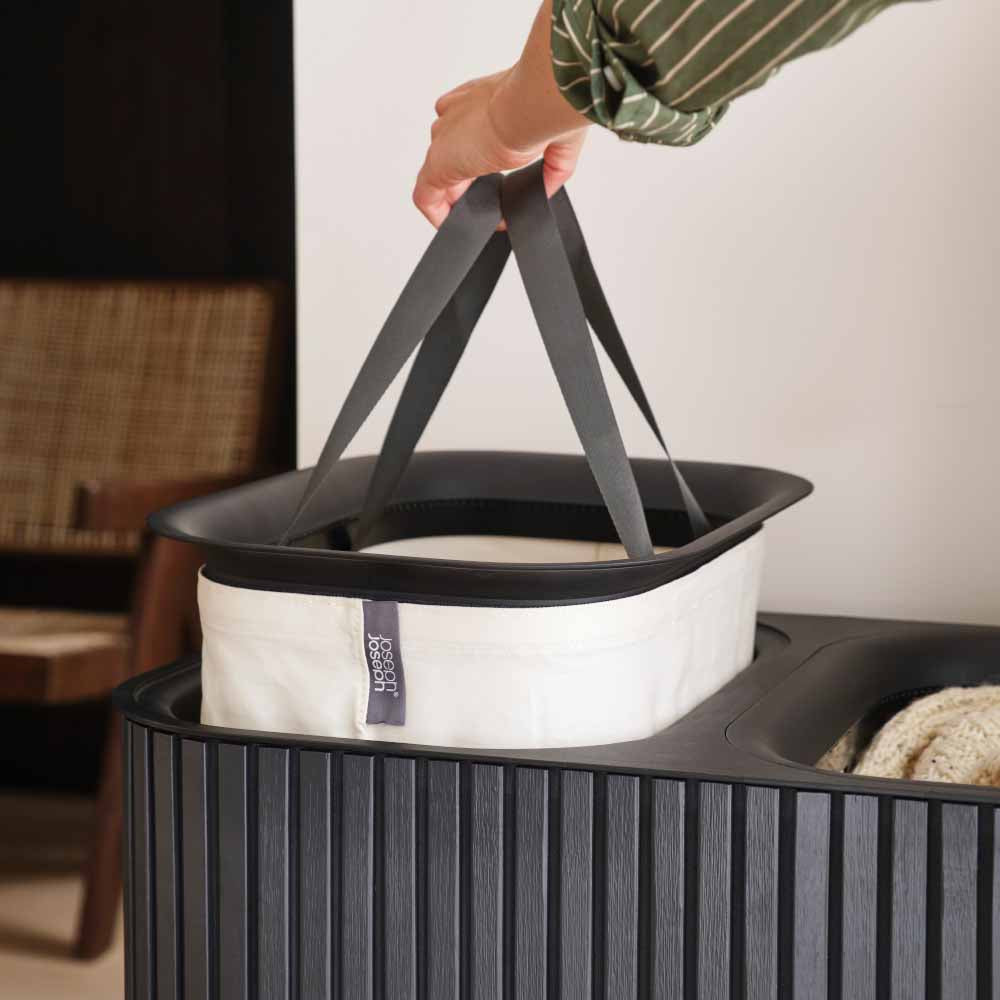 Joseph Joseph Tota Twin Luxe 90L Easy-Empty Bamboo Laundry Basket at MyHouse