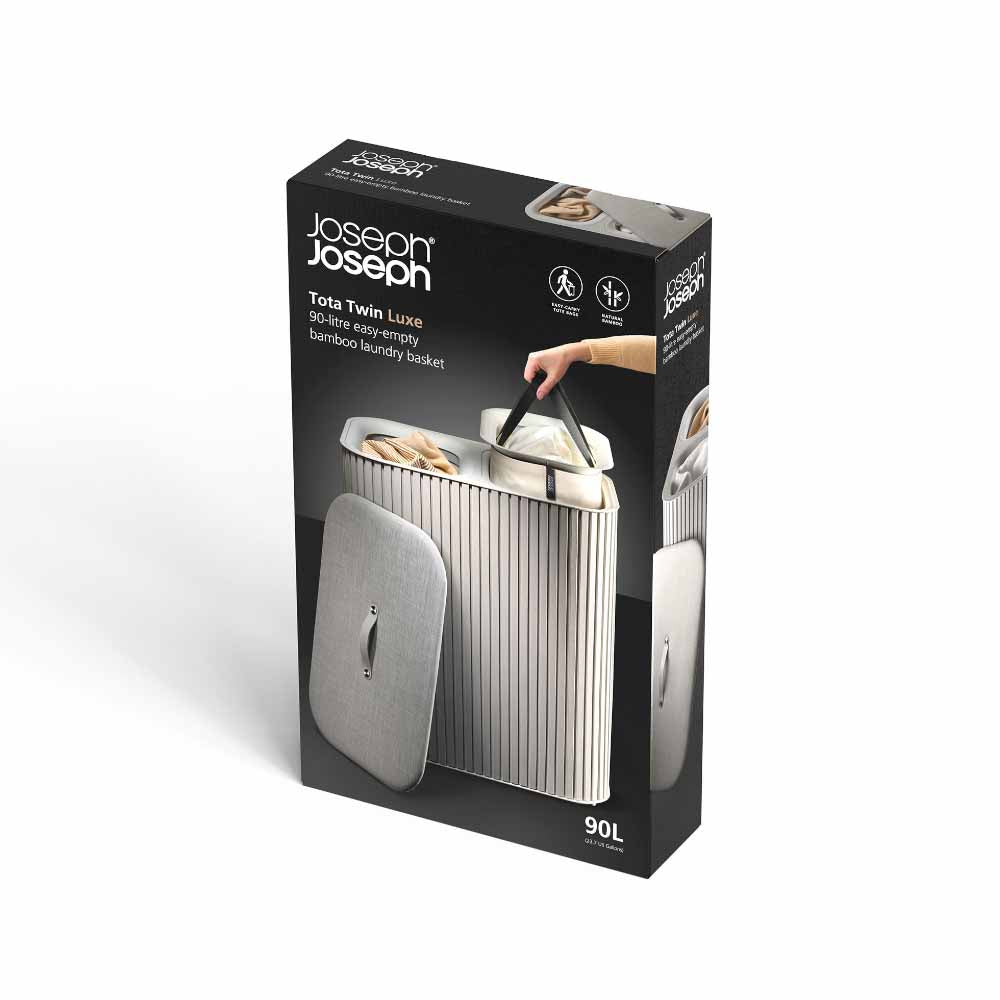 Joseph Joseph Tota Twin Luxe 90L Easy-Empty Bamboo Laundry Basket at MyHouse