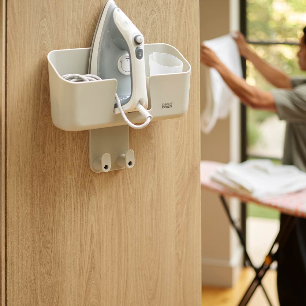 Joseph Joseph Ironhub Wall-Mounted Iron Storage Caddy with Ironing Board Hook