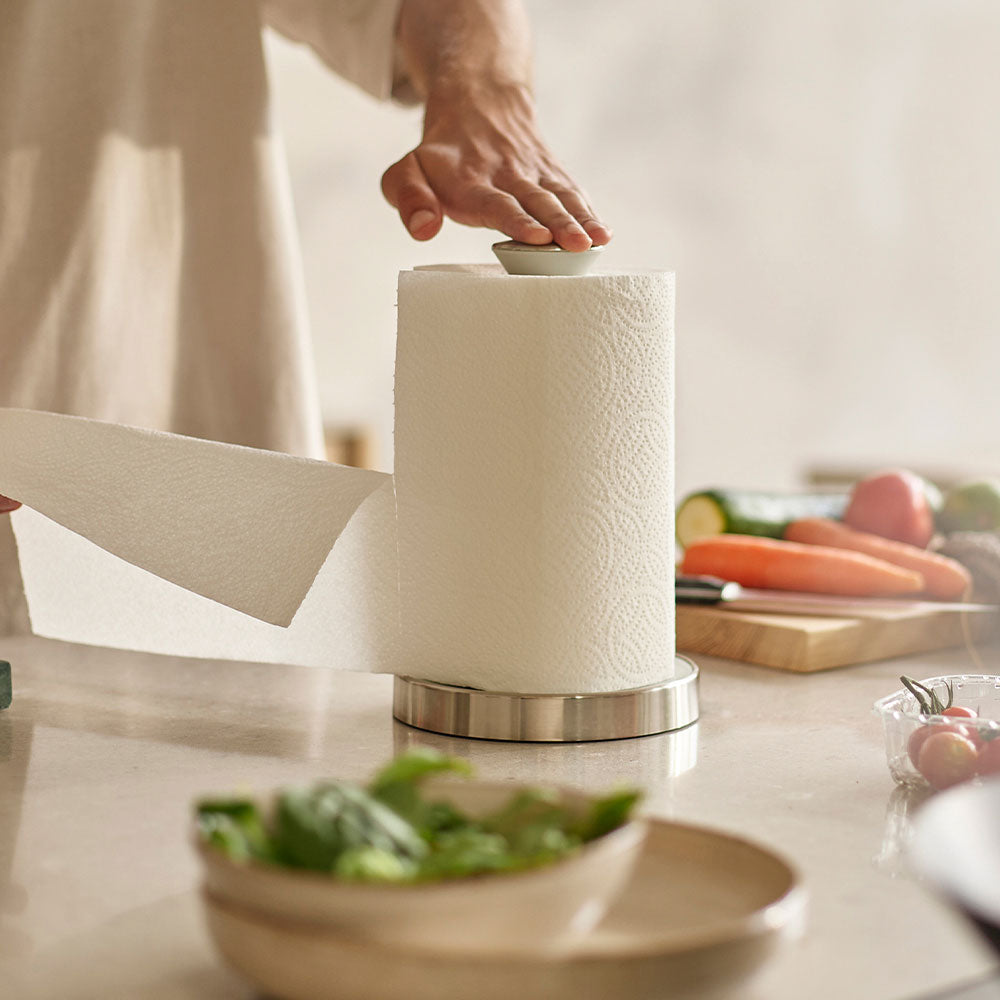 Joseph Joseph Push&Tear Easy-Tear Kitchen Roll Holder Stone