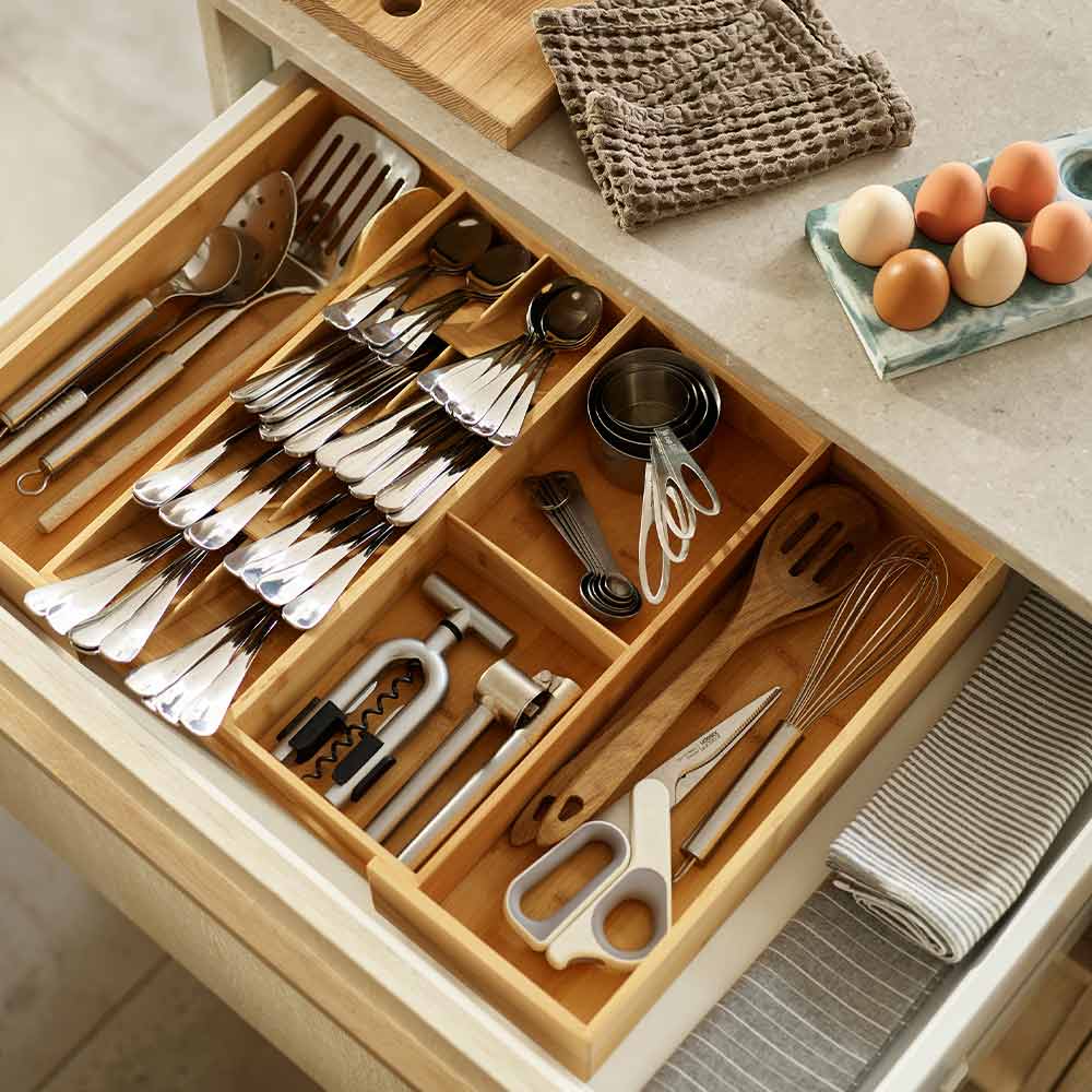 Joseph Joseph DrawerStore Bamboo Expandable Cutlery, Utensil & Gadgets Organiser