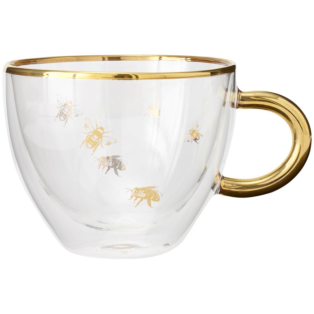 Ashdene Honey Bee Double Wall Glass Cup