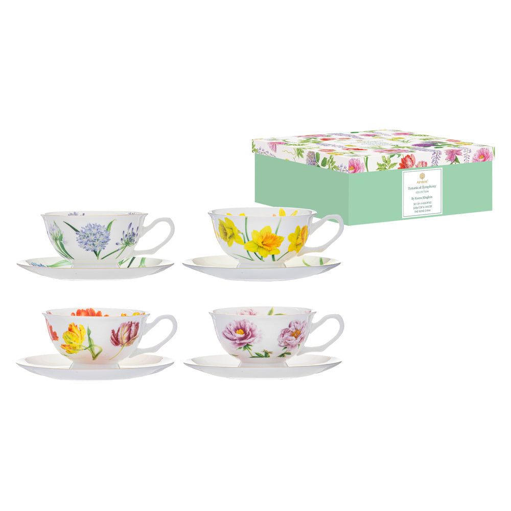 Ashdene Botanical Symphony Set Of 4 Cup & Saucer 220ml