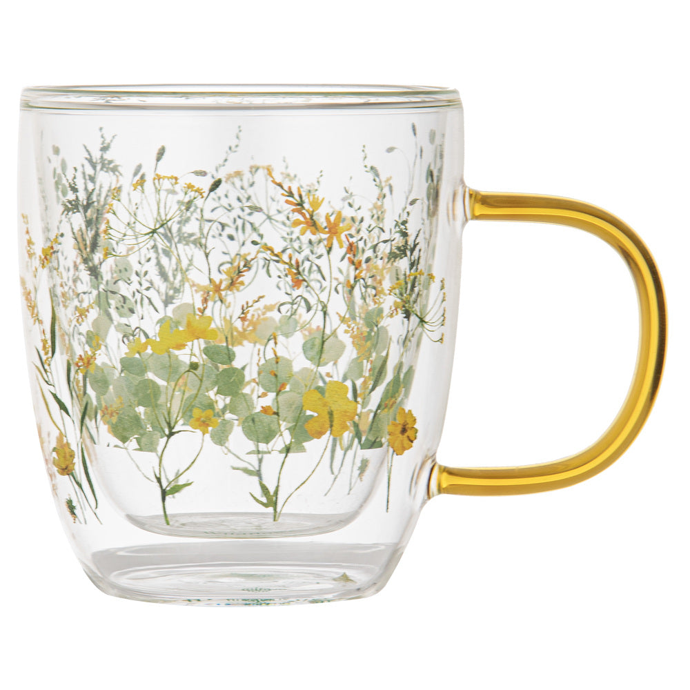 Ashdene Wildflowers Sunshine Double Walled Glass Mug