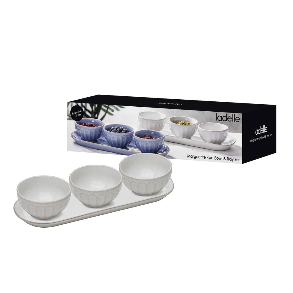 Ladelle Marguerite 4 Piece Bowl & Tray Set