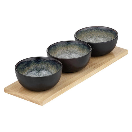 Ladelle Fusion 4 Piece Bowl & Tray Set Mocha