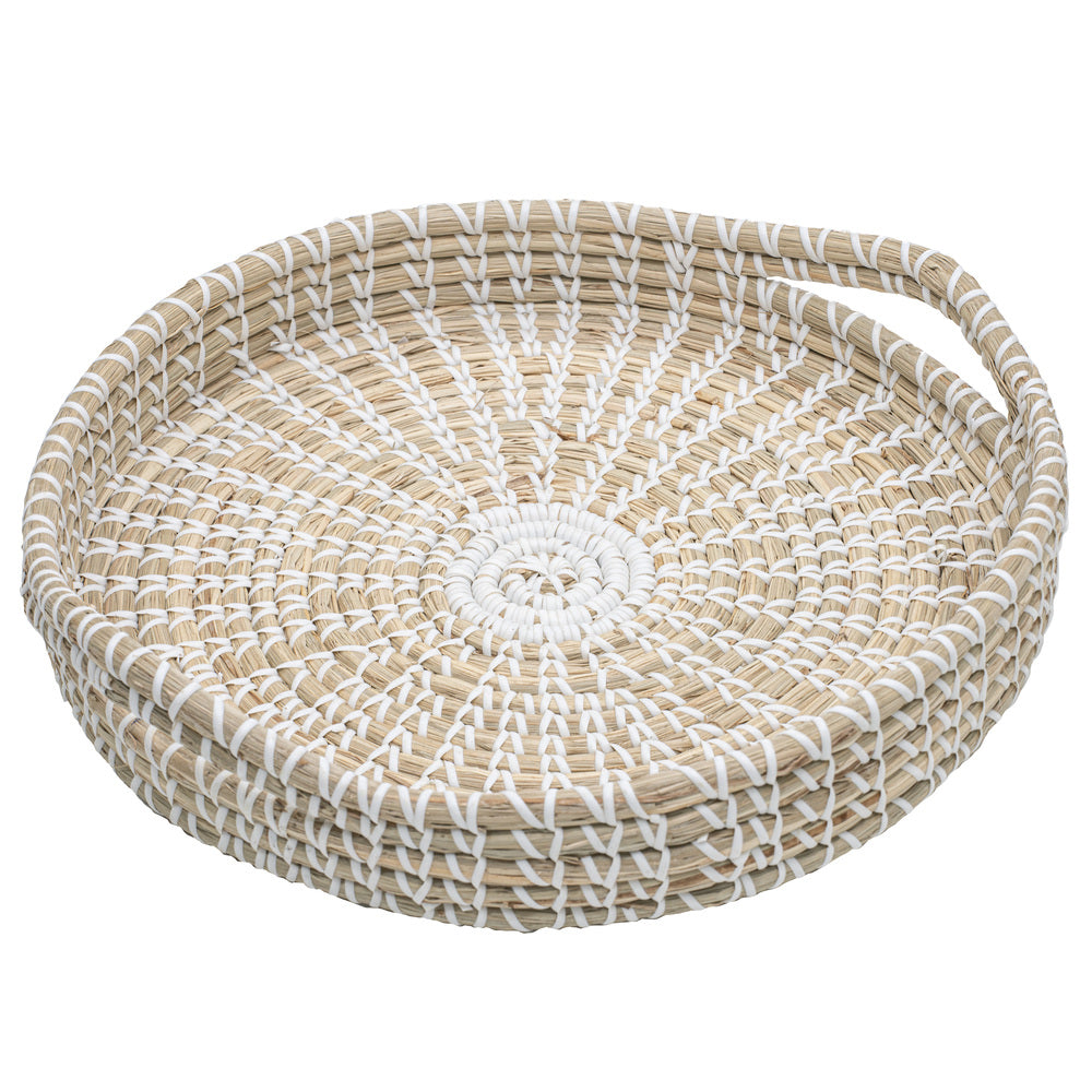 Ladelle Seagrass Woven Serving Tray White