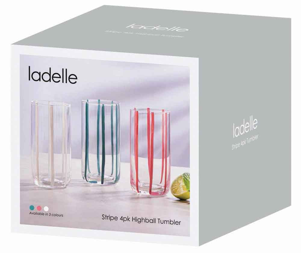 Ladelle Stripe Set of 4 Highball Tumblers