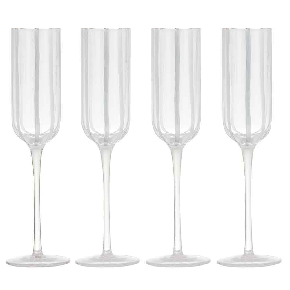 Ladelle Stripe Set of 4 Champagne Glasses