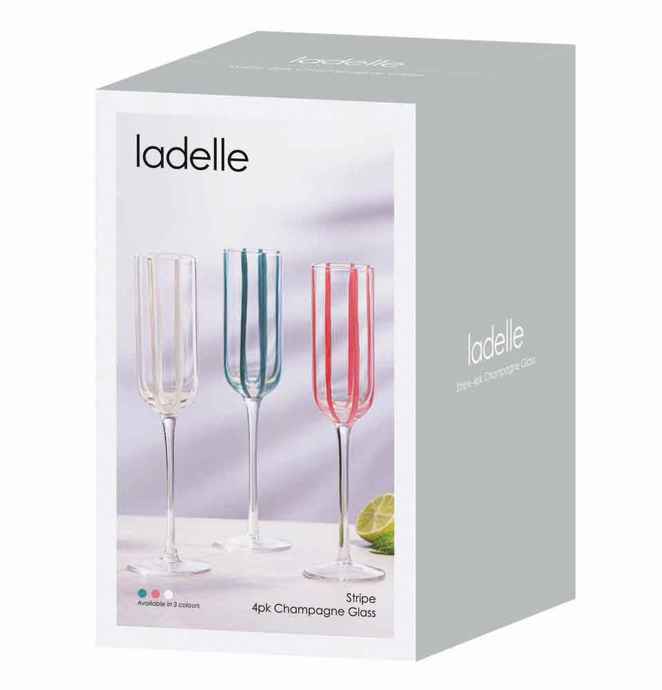 Ladelle Stripe Set of 4 Champagne Glasses