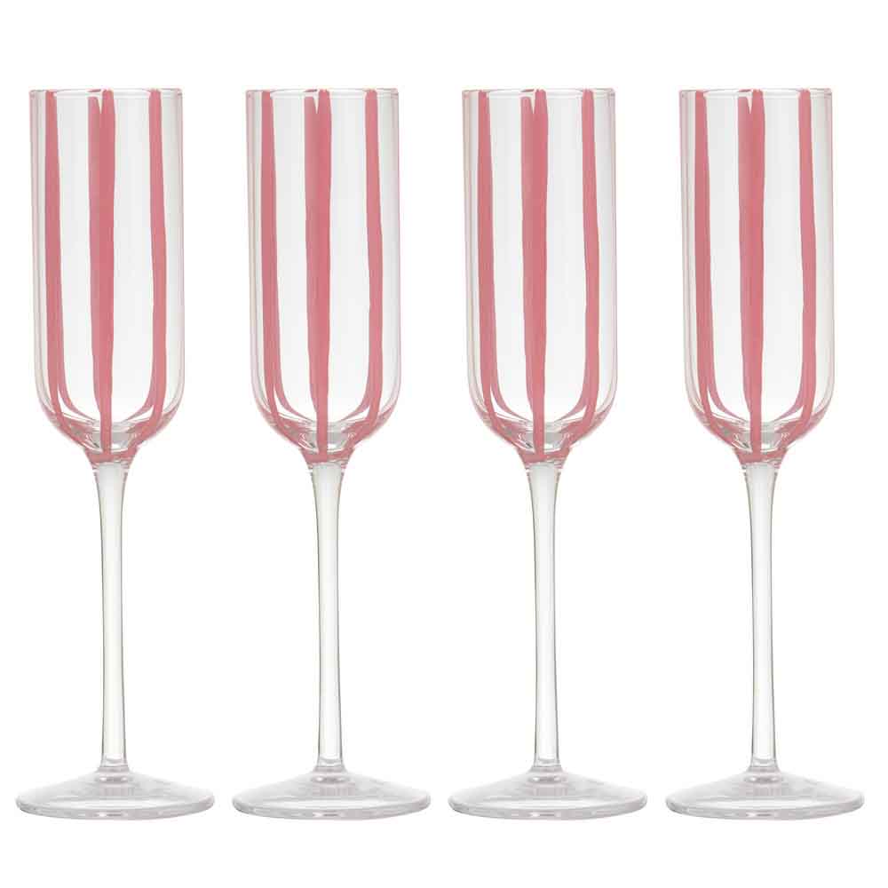 Ladelle Stripe Set of 4 Champagne Glasses