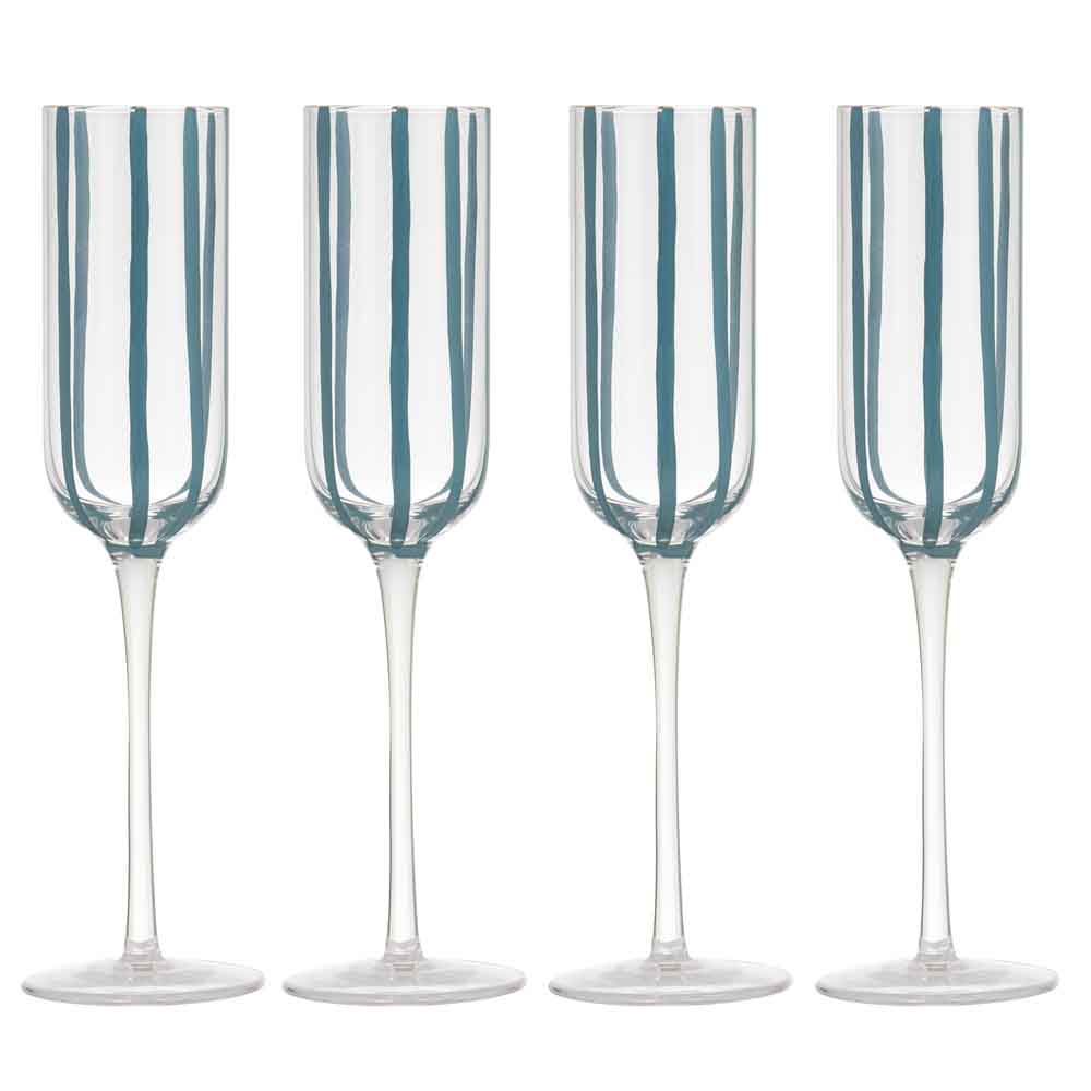 Ladelle Stripe Set of 4 Champagne Glasses