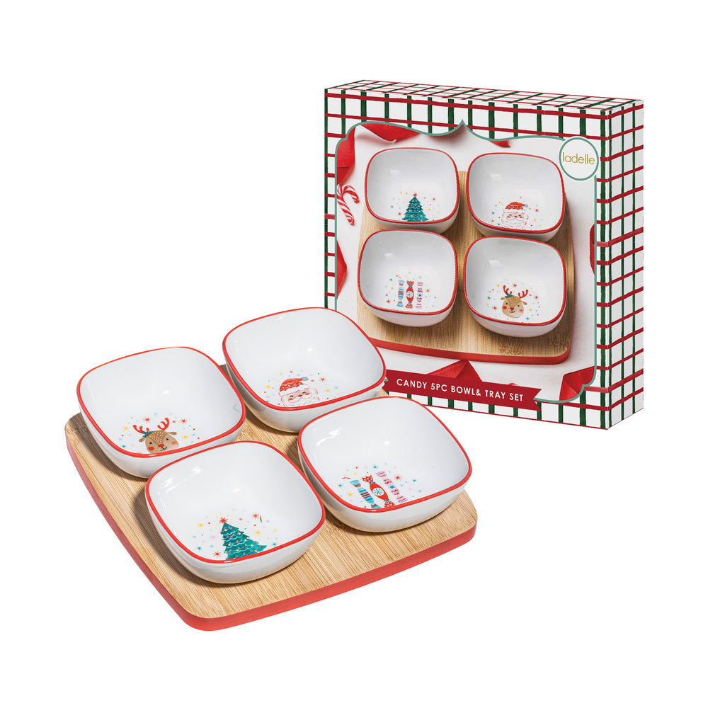 Ladelle Candy 5 Piece Bowl & Tray Set