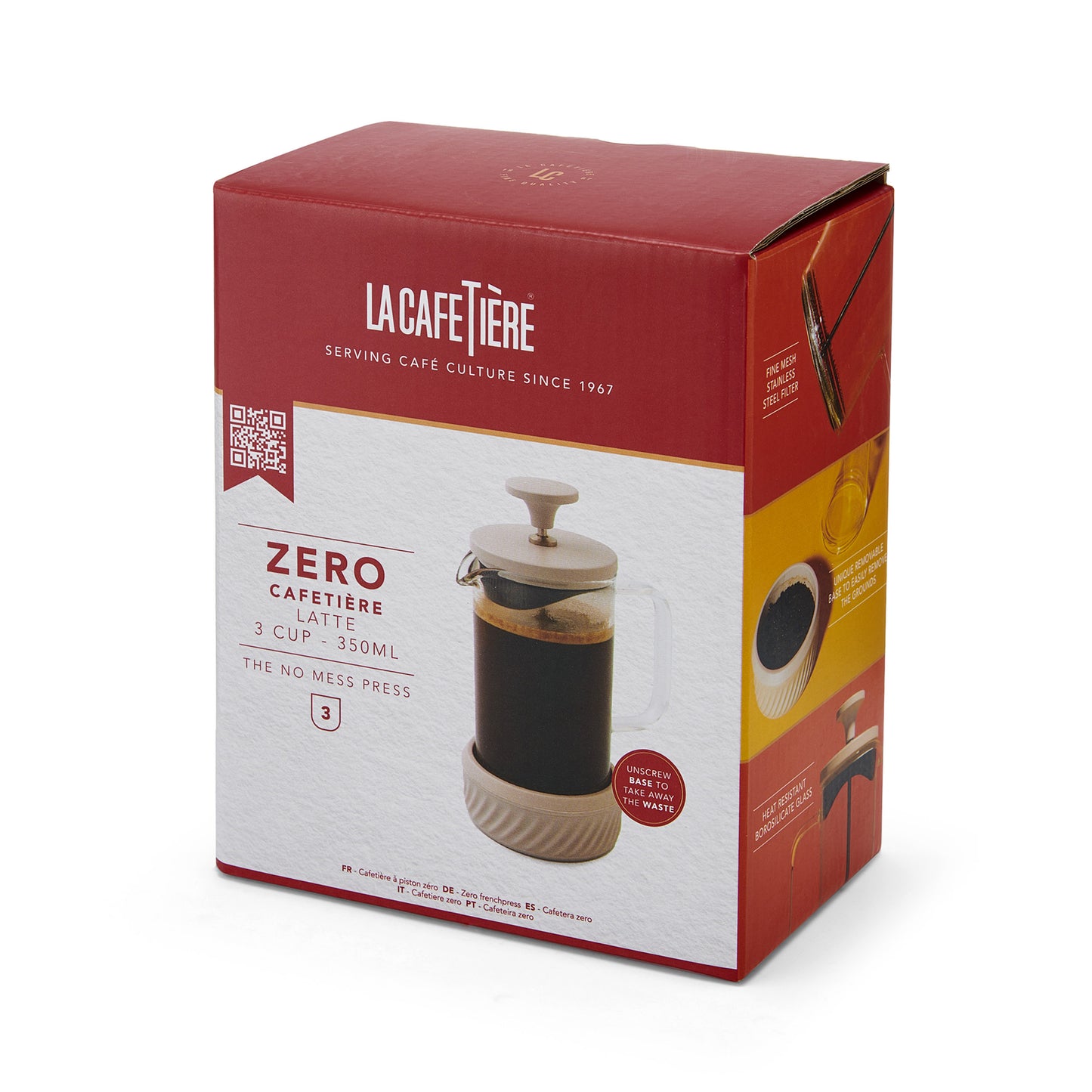 La cafetiere Zero Three Cup Glass cafetiere
