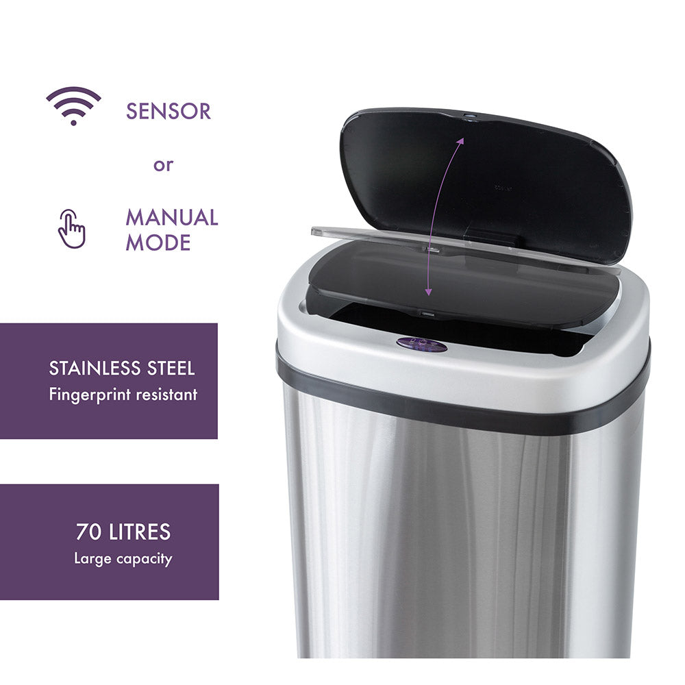 Hacienda Stainless Steel Motion Sensor Rubbish Bin