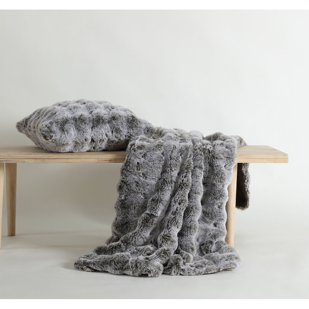 Platinum Collection Rabbit Fur Grey Throw