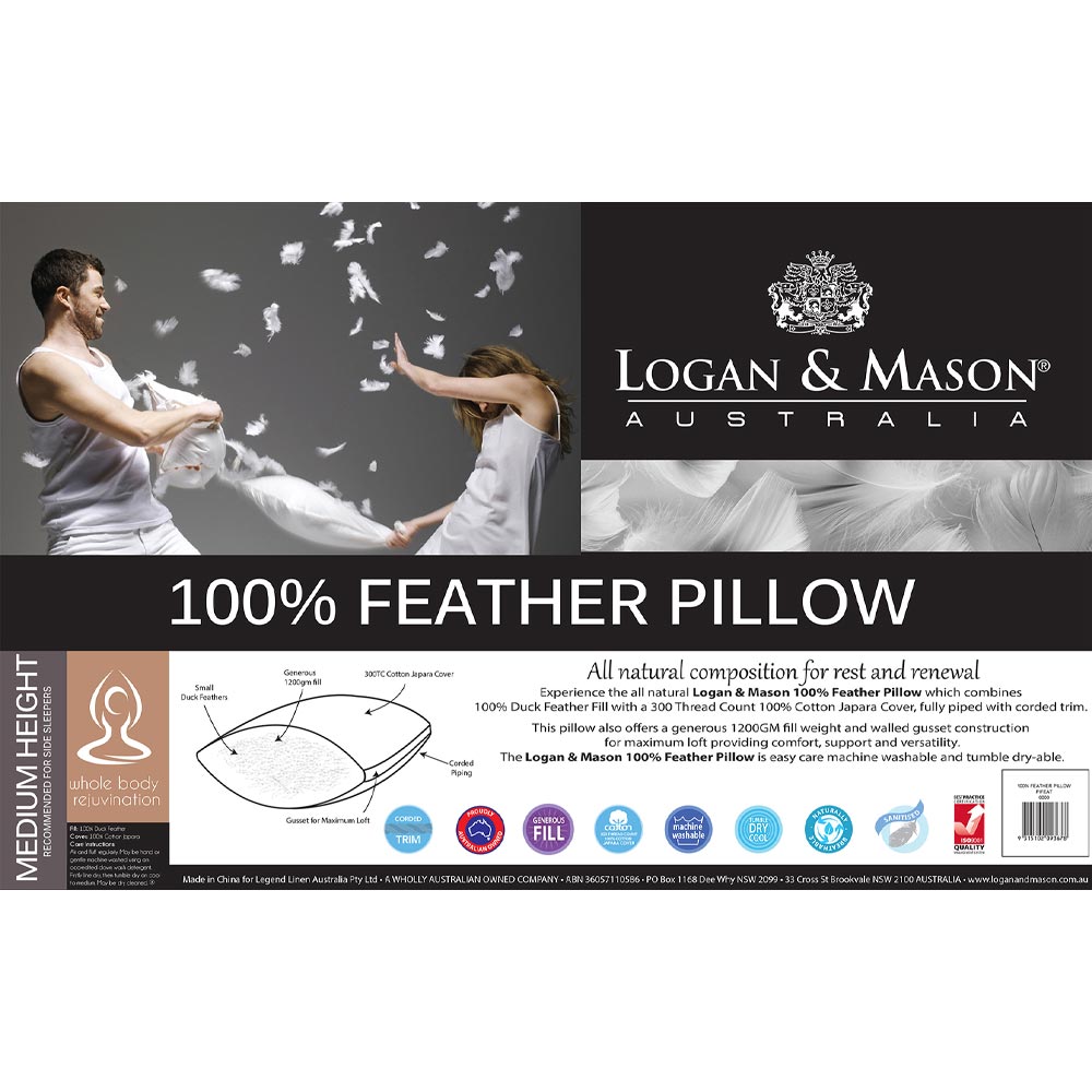 Logan & Mason 100% Feather Pillow