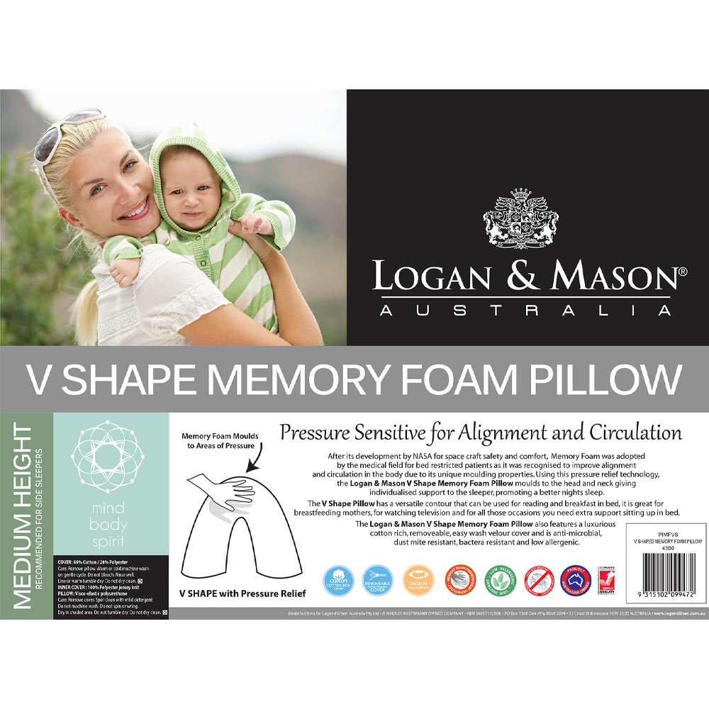 Logan & Mason V Shape Memory Foam Pilllow