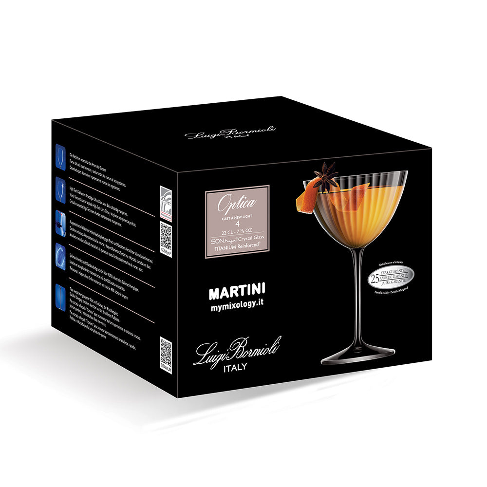 Luigi Bormioli Optica Set of 4 Martini Glasses 220ml