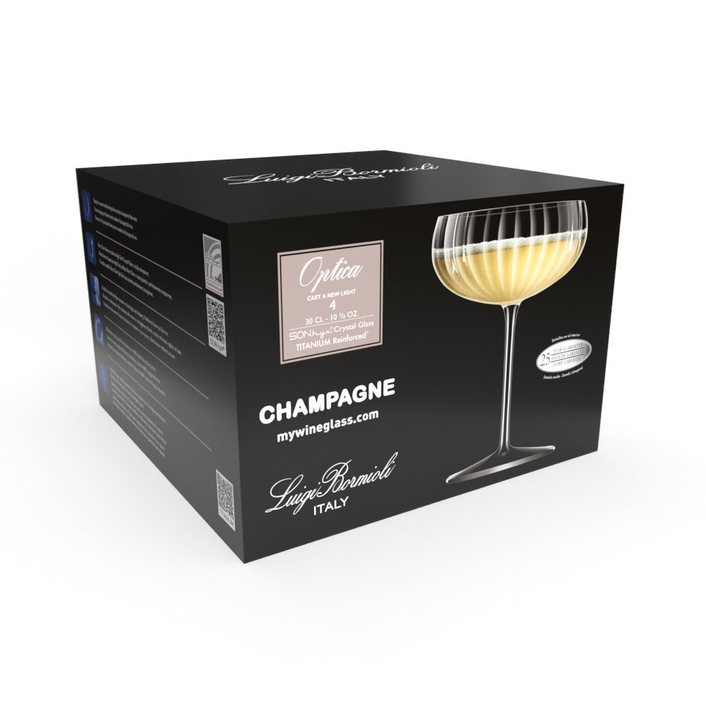 Luigi Bormioli Optica Set of 4 Champagne Coupes 300ml