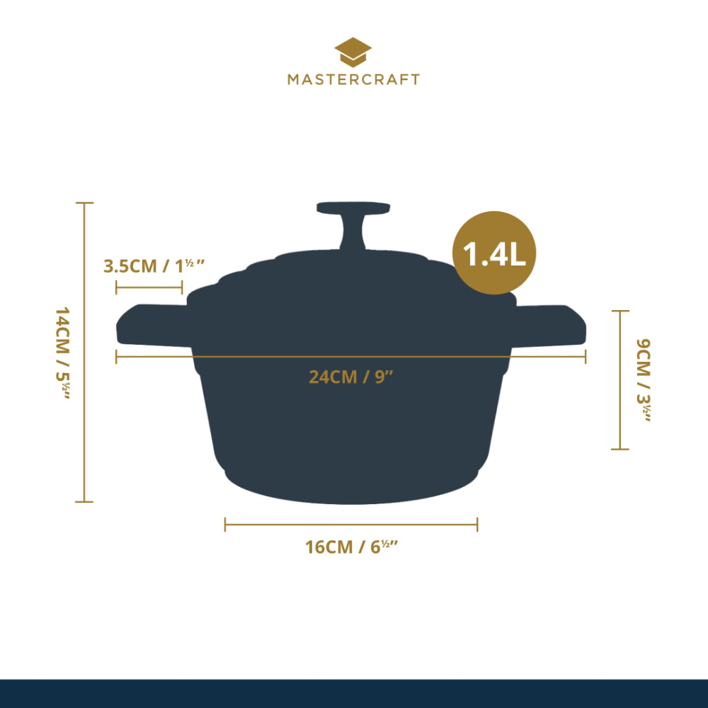 Mastercraft Casserole Dish Cast Aluminium 16cm Black