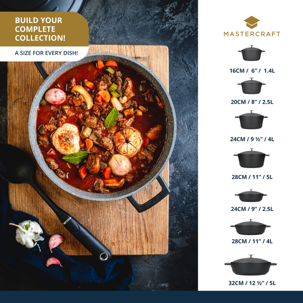 Mastercraft Casserole Dish Cast Aluminium 20cm Black