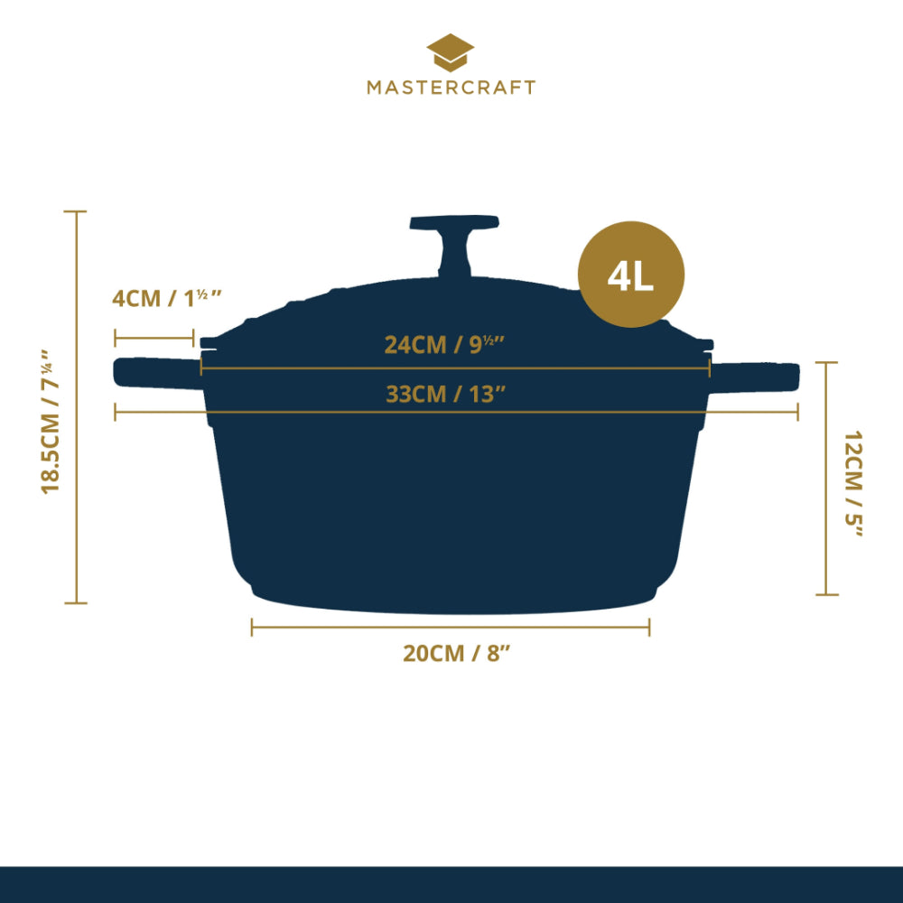 Mastercraft Casserole Dish Cast Aluminium 24cm Sky Blue