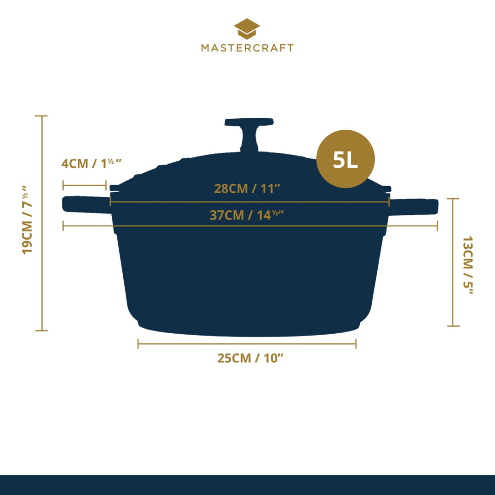 Mastercraft Casserole Dish Cast Aluminium 28cm Black