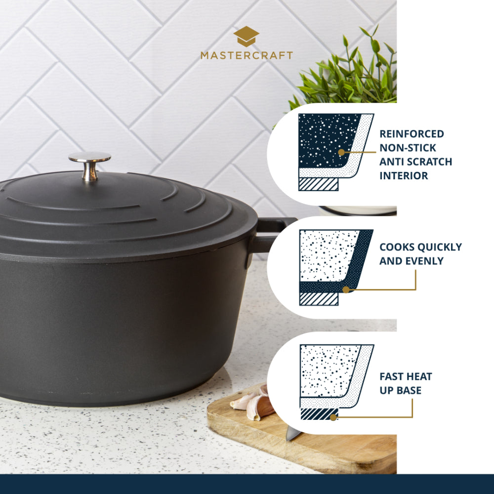 Mastercraft Casserole Dish Cast Aluminium 28cm Black