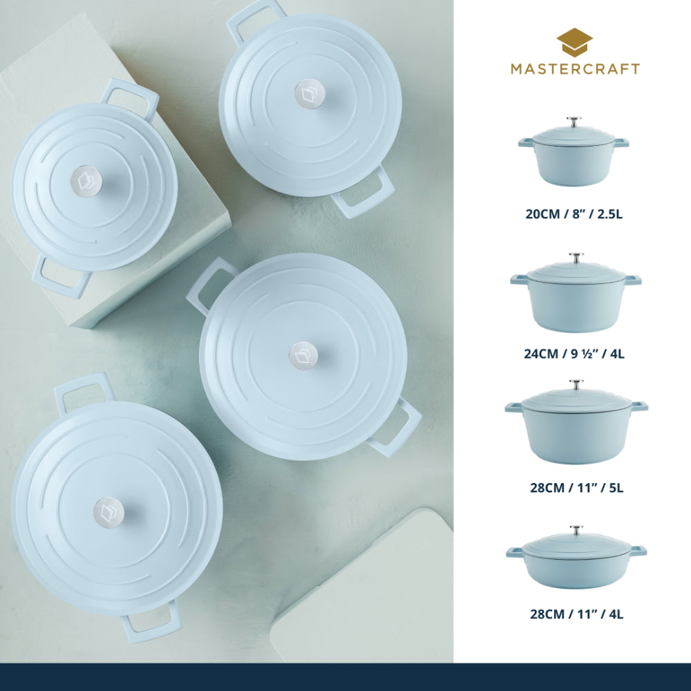 Mastercraft Casserole Dish Cast Aluminium 28cm Sky Blue
