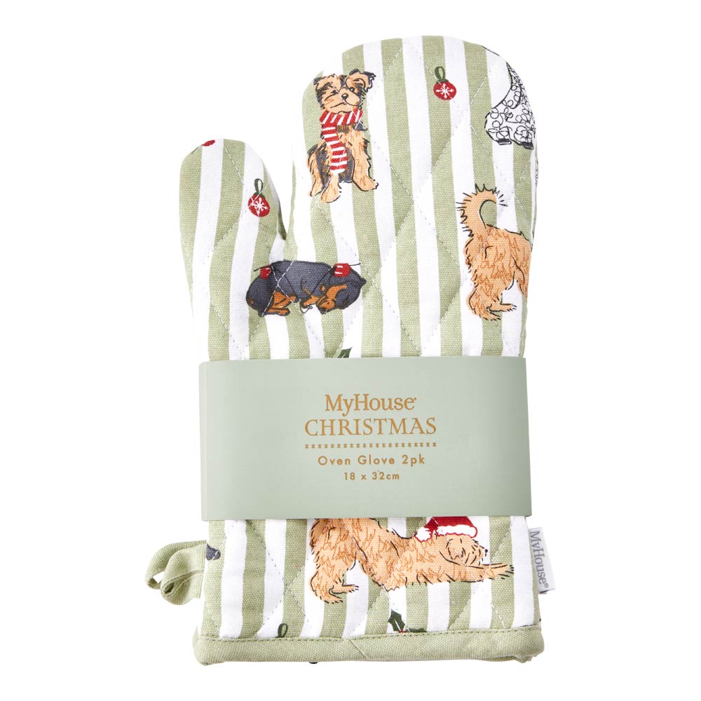 MyHouse Christmas Oven Gloves Set of 2 Dogs