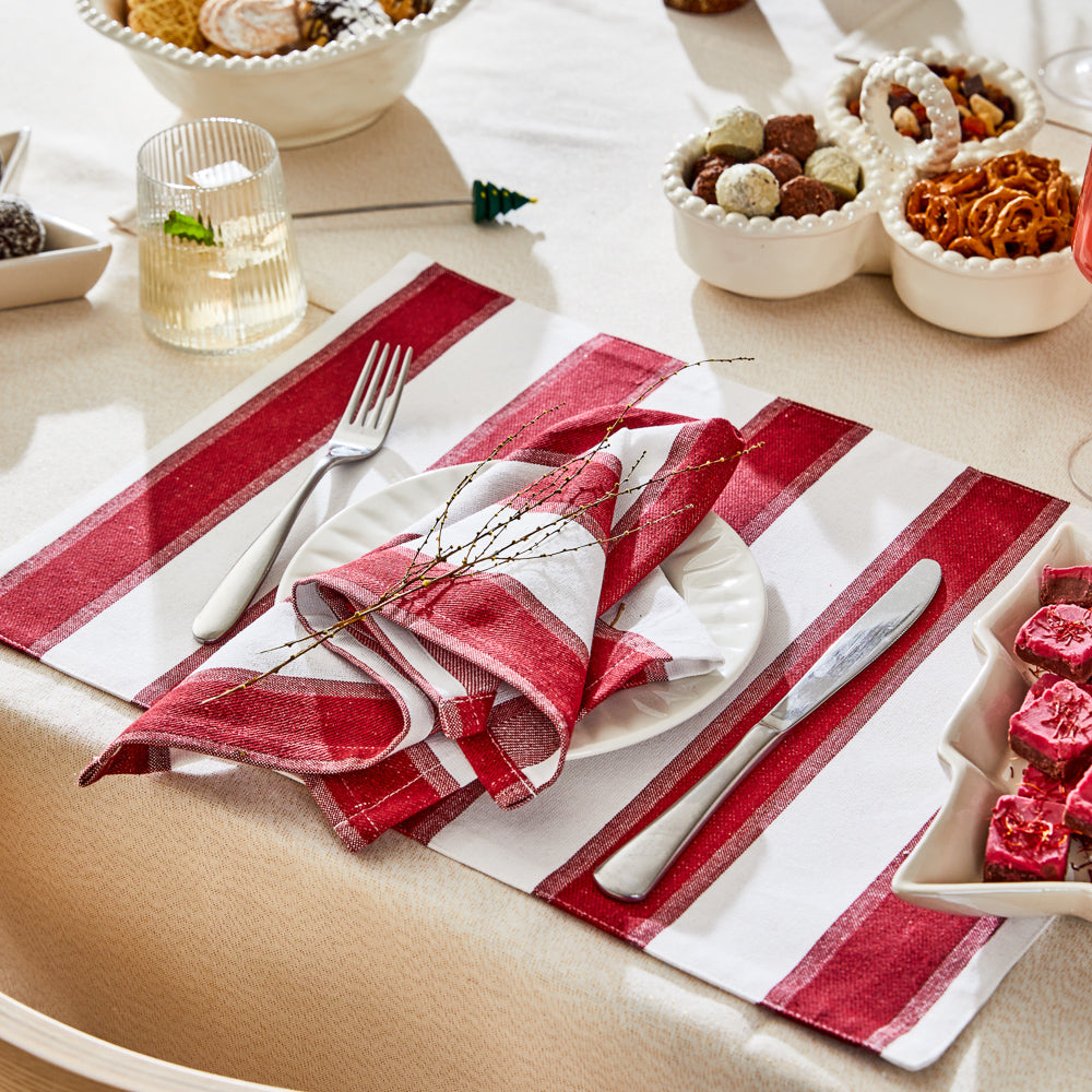 MyHouse Set of 4 Napkin Stripe Red