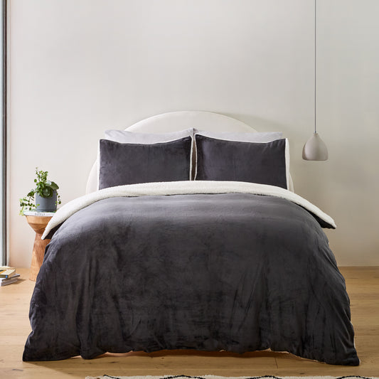 MyHouse Cosy Cuddle Quilt Cover Set Charcoal