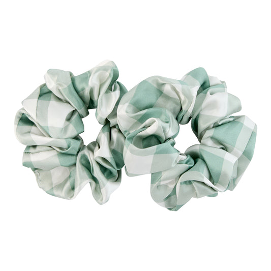 MySilk Silk Scrunchie 2 Pack Sage Check