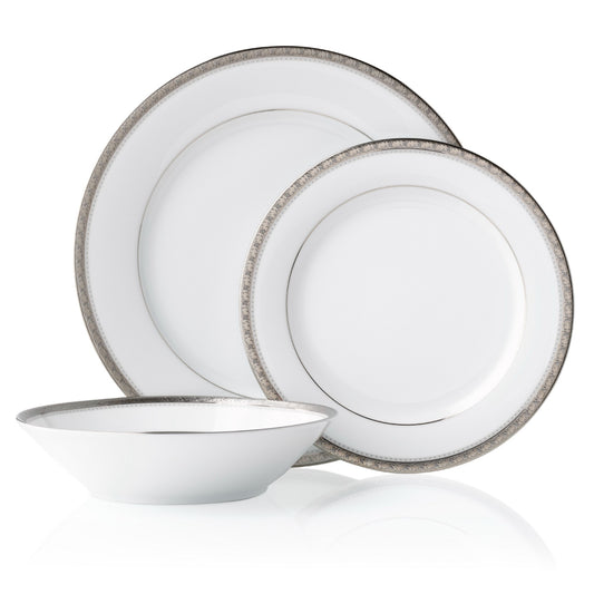 Noritake Charlotta 12 Piece Dinner Setting Platinum