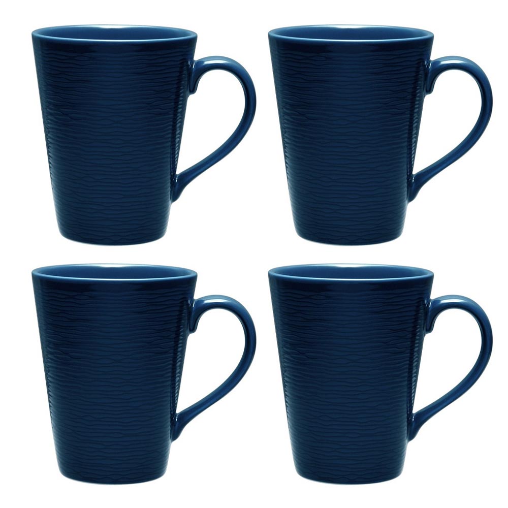 Noritake Navy on Navy Swirl Mug Set of 4