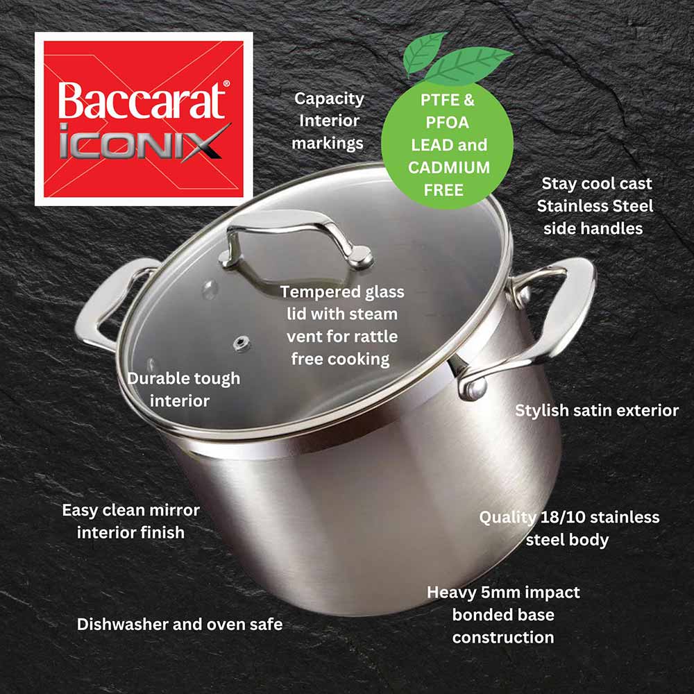 Baccarat iconiX Stockpot features and benefits infographic at MyHouse
