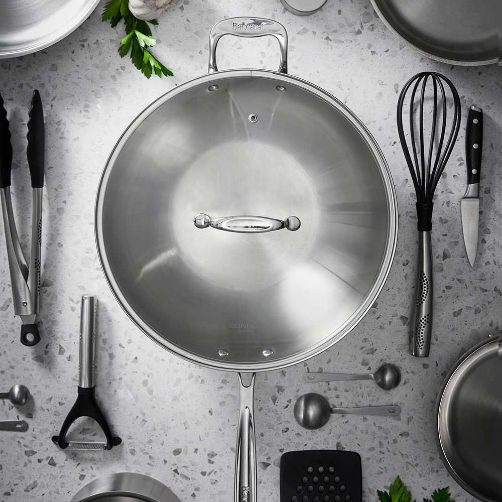 Baccarat iconiX Stainless Steel Wok with Lid & Helper Handle 32cm