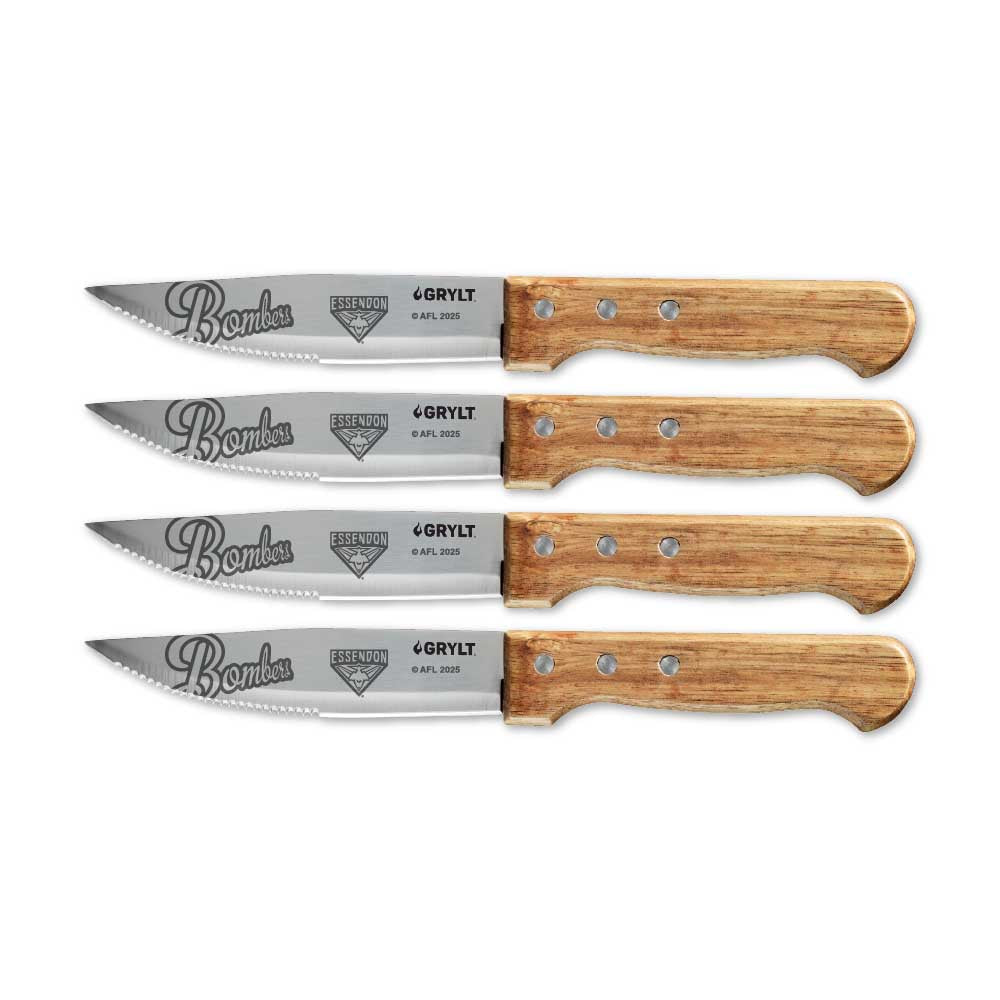 GRYLT Jumbo 4 Piece Steak Knife Set AFL Essendon Bombers at MyHouse