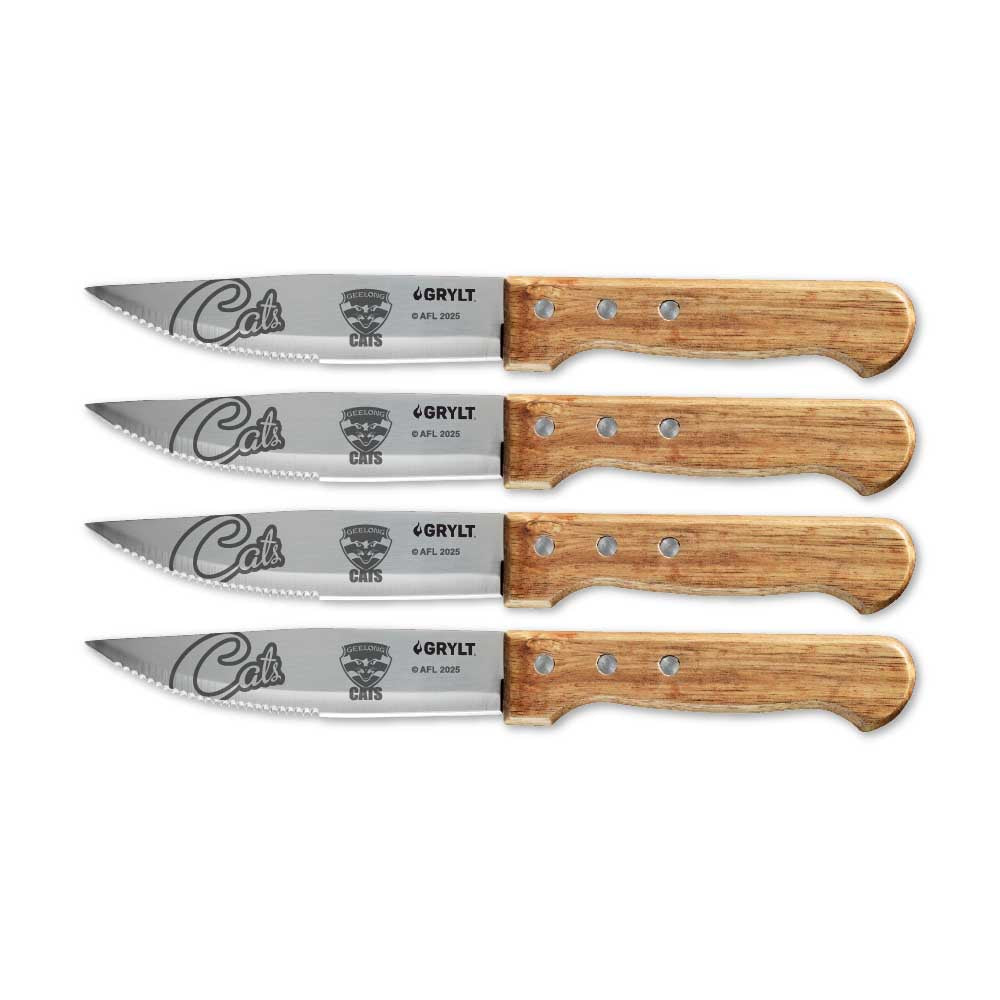 GRYLT Jumbo 4 Piece Steak Knife Set AFL Geelong Cats at MyHouse