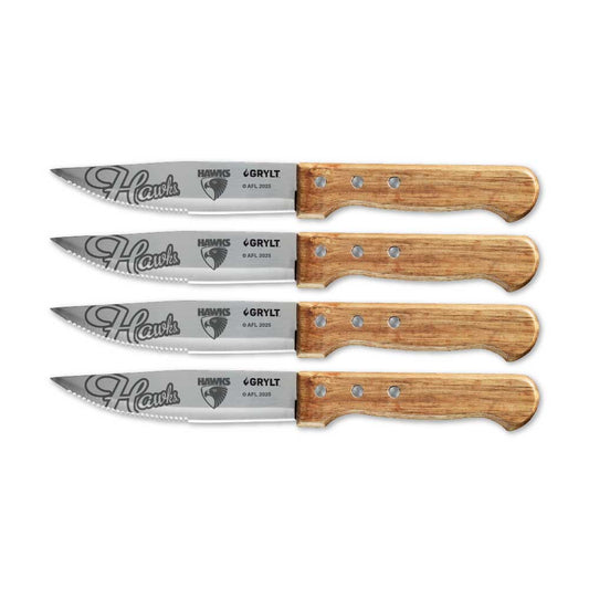 GRYLT Jumbo 4 Piece Steak Knife Set AFL Hawthorn Hawks at MyHouse