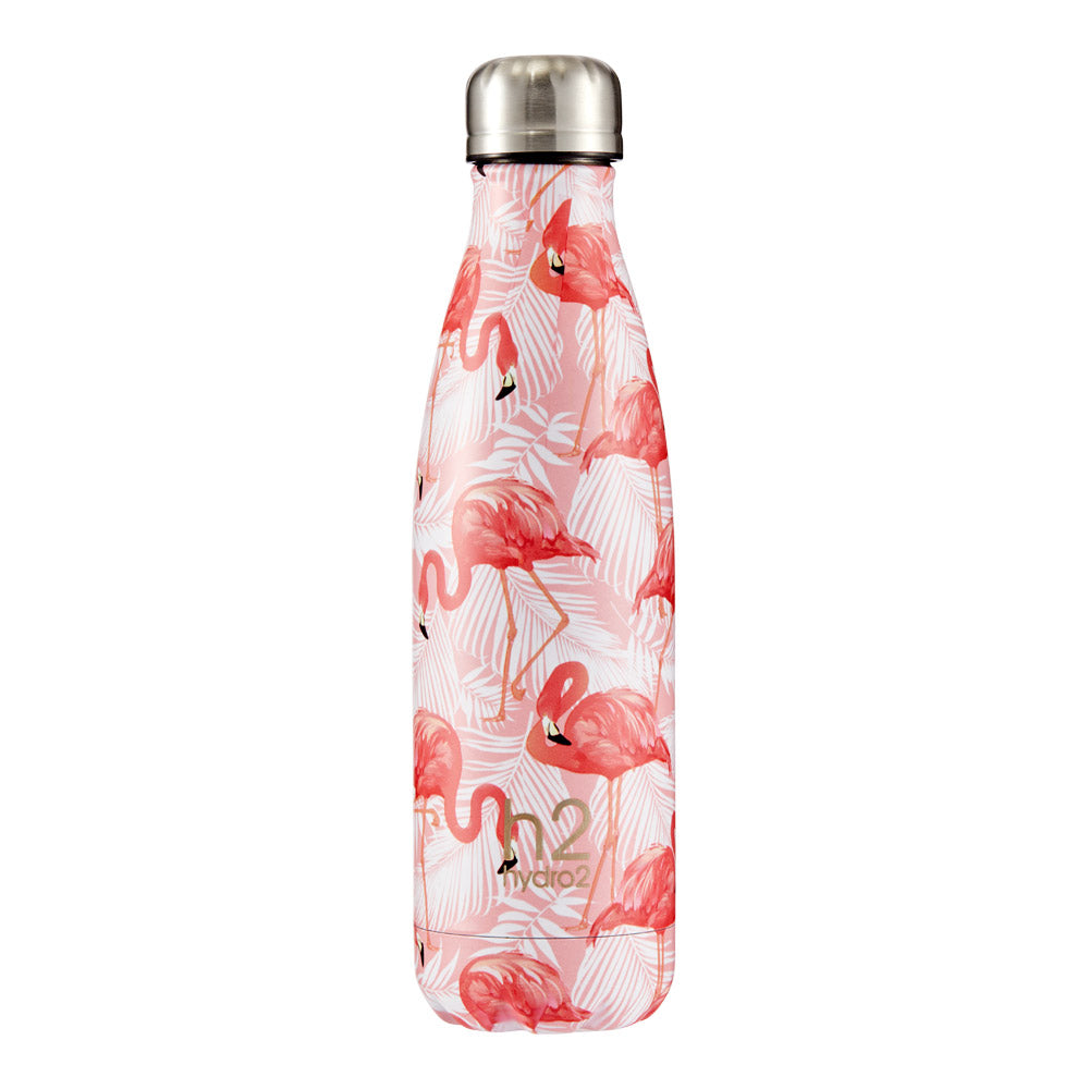 h2 hydro2 Quench Stainless Steel Water Drink Bottle 500ml pink flamingos 