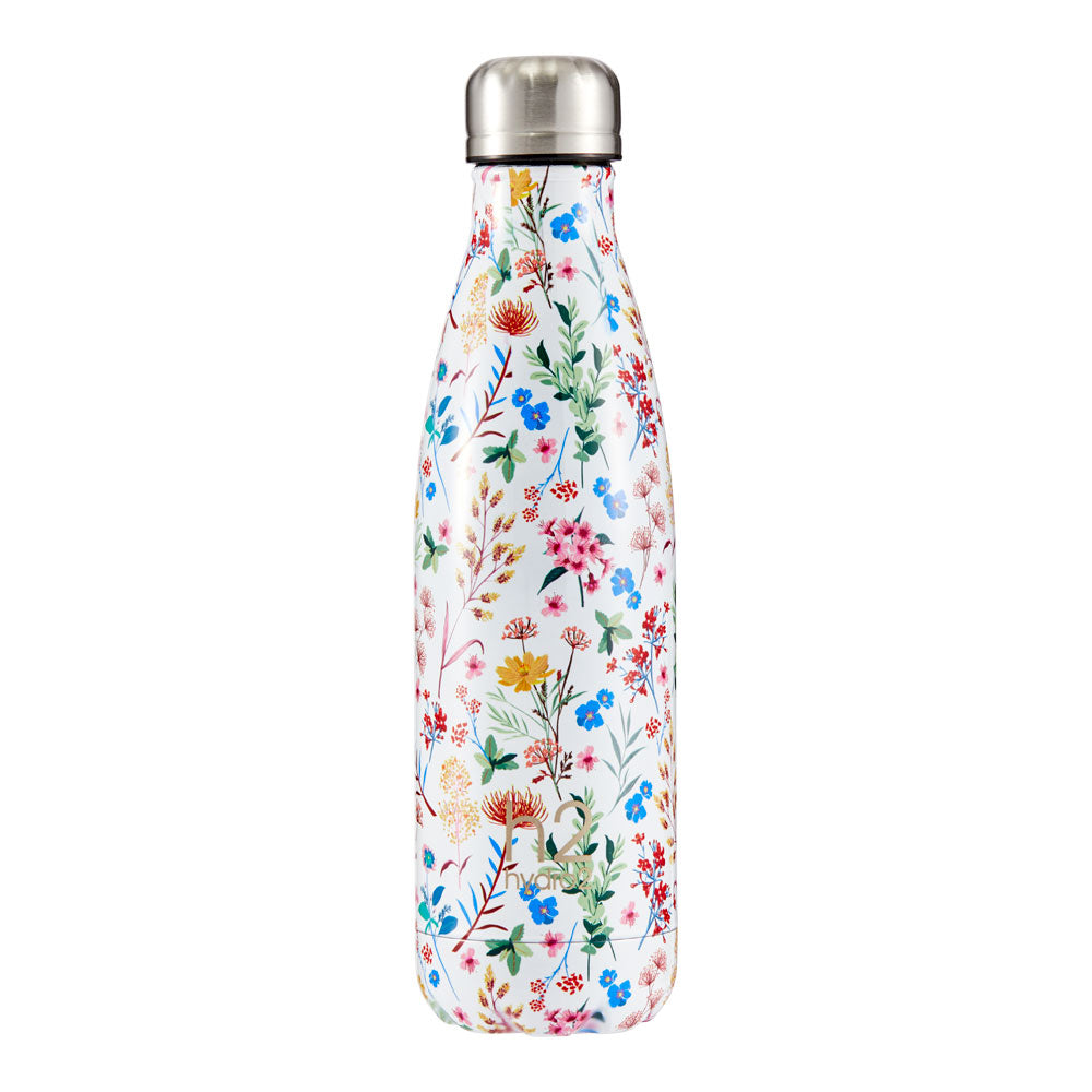 h2 hydro2 Quench Stainless Steel Water Drink Bottle 500ml ditsy floral pattern