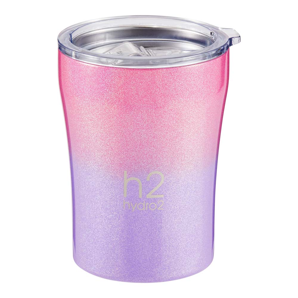 h2 hydro2 Quench Stainless Steel Insulated Travel Mug 300ml pink and purple ombre